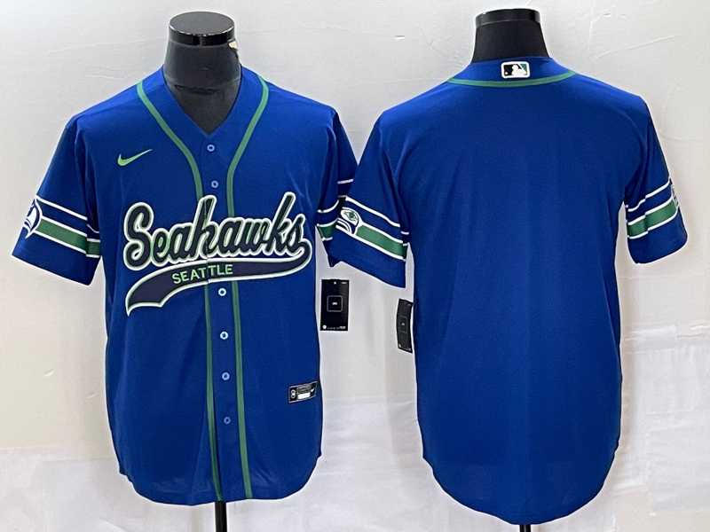 Men%27s Seattle Seahawks Blank Blue With Patch Cool Base Stitched Baseball Jersey->tampa bay buccaneers->NFL Jersey